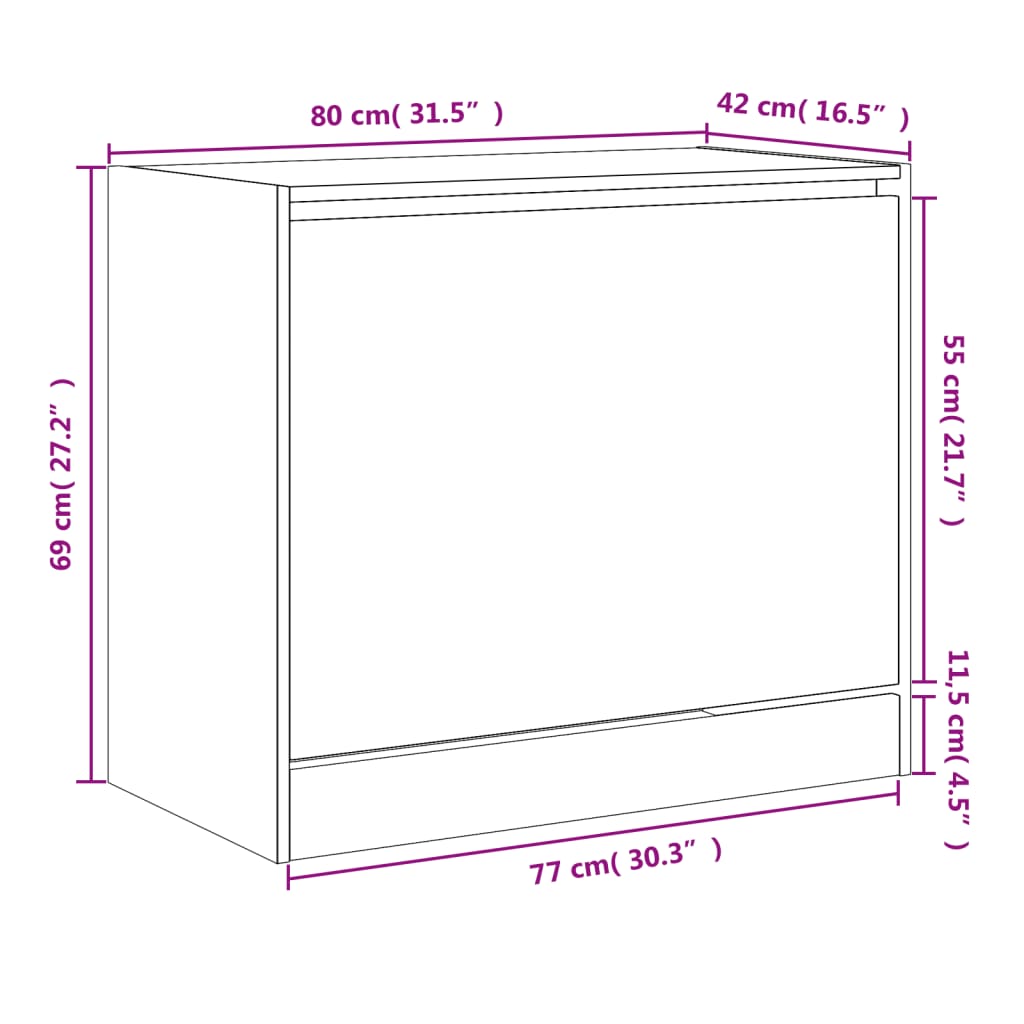 Scarpiera Grigio Sonoma 80x42x69 cm in Legno Multistrato