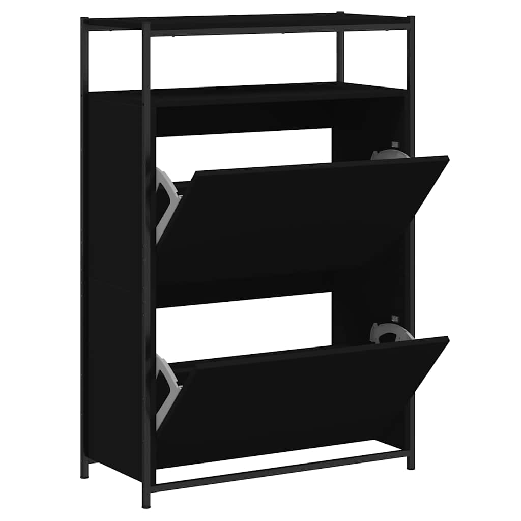 Scarpiera Nera 75x34x112 cm in Legno Multistrato