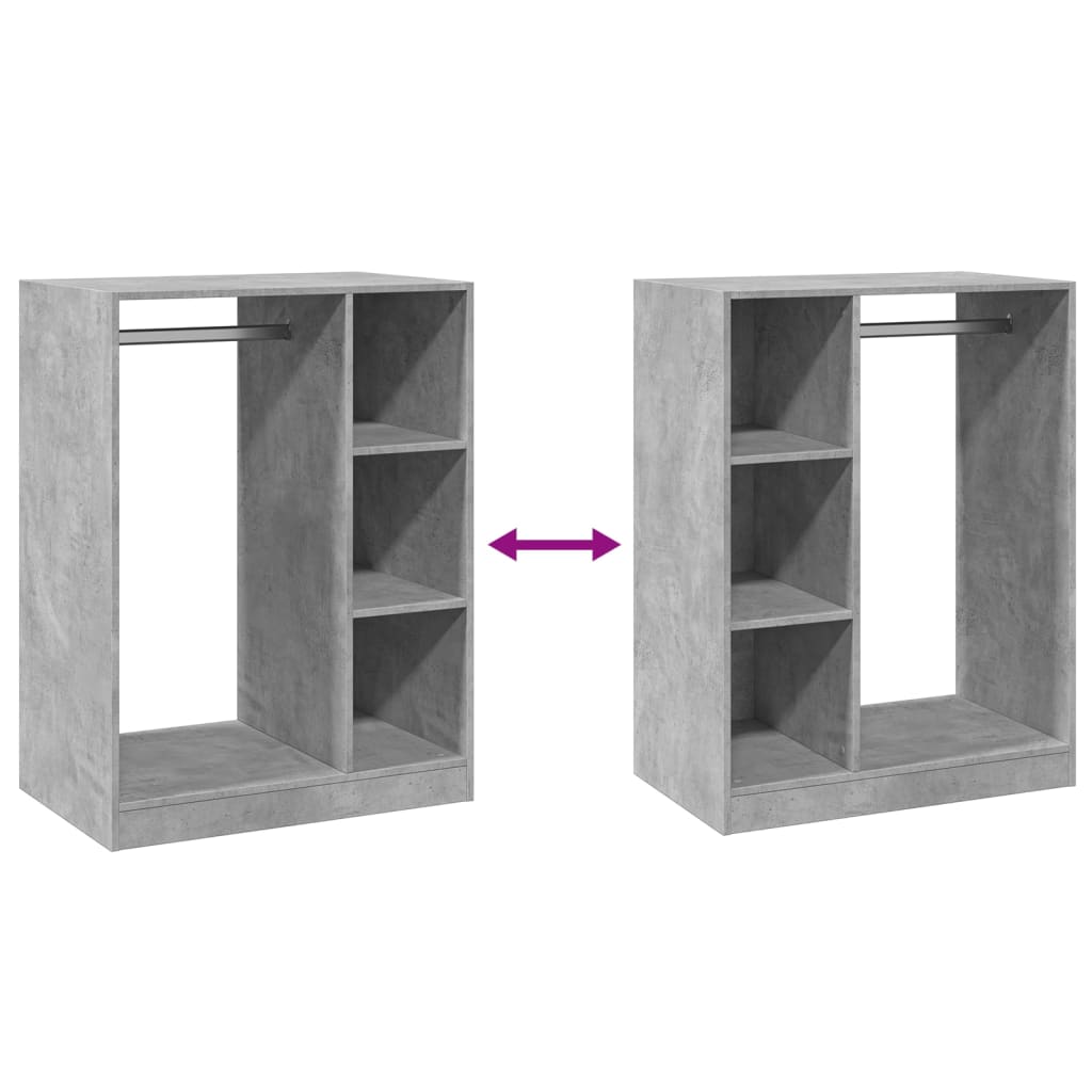 Armadio Grigio Cemento 77x48x102 cm in Legno Multistrato