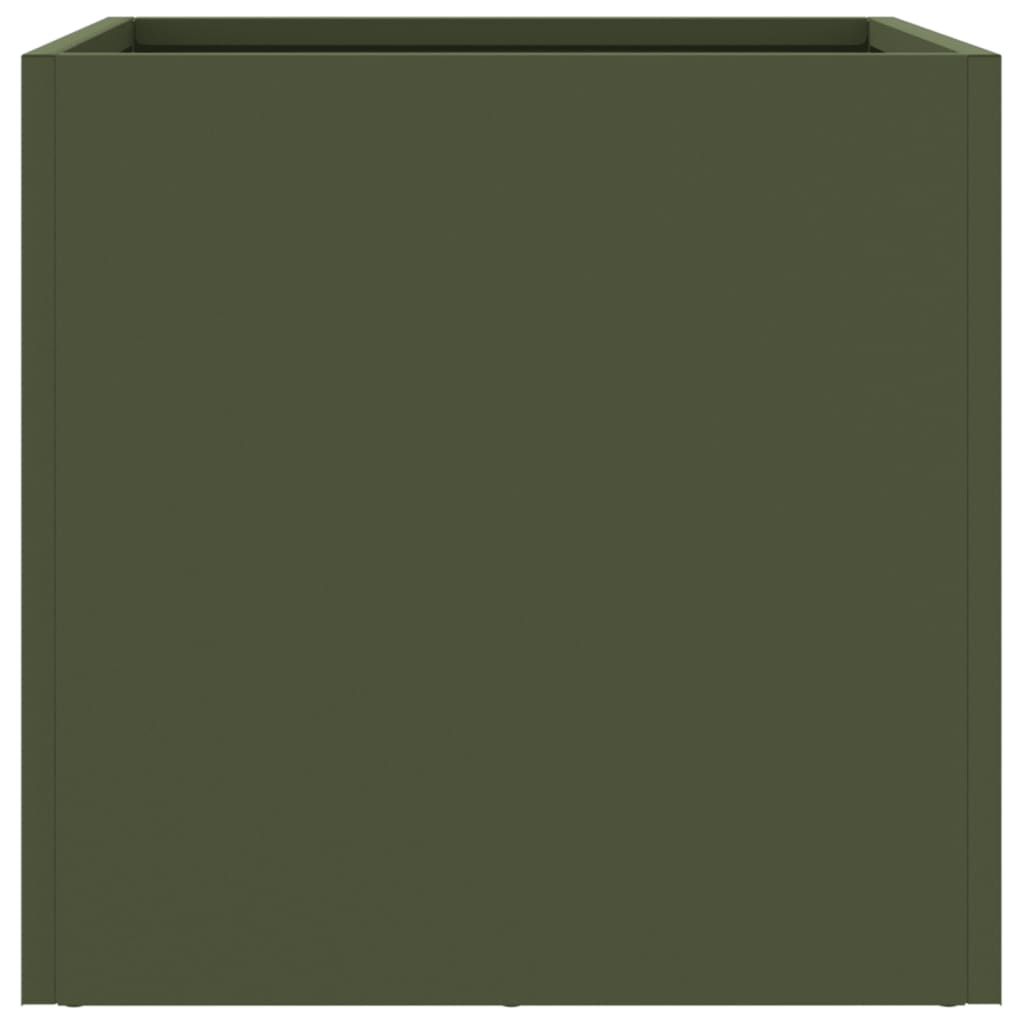 Fioriere da Giardino 2 pz Verde Oliva 32x30x29 cm in Acciaio