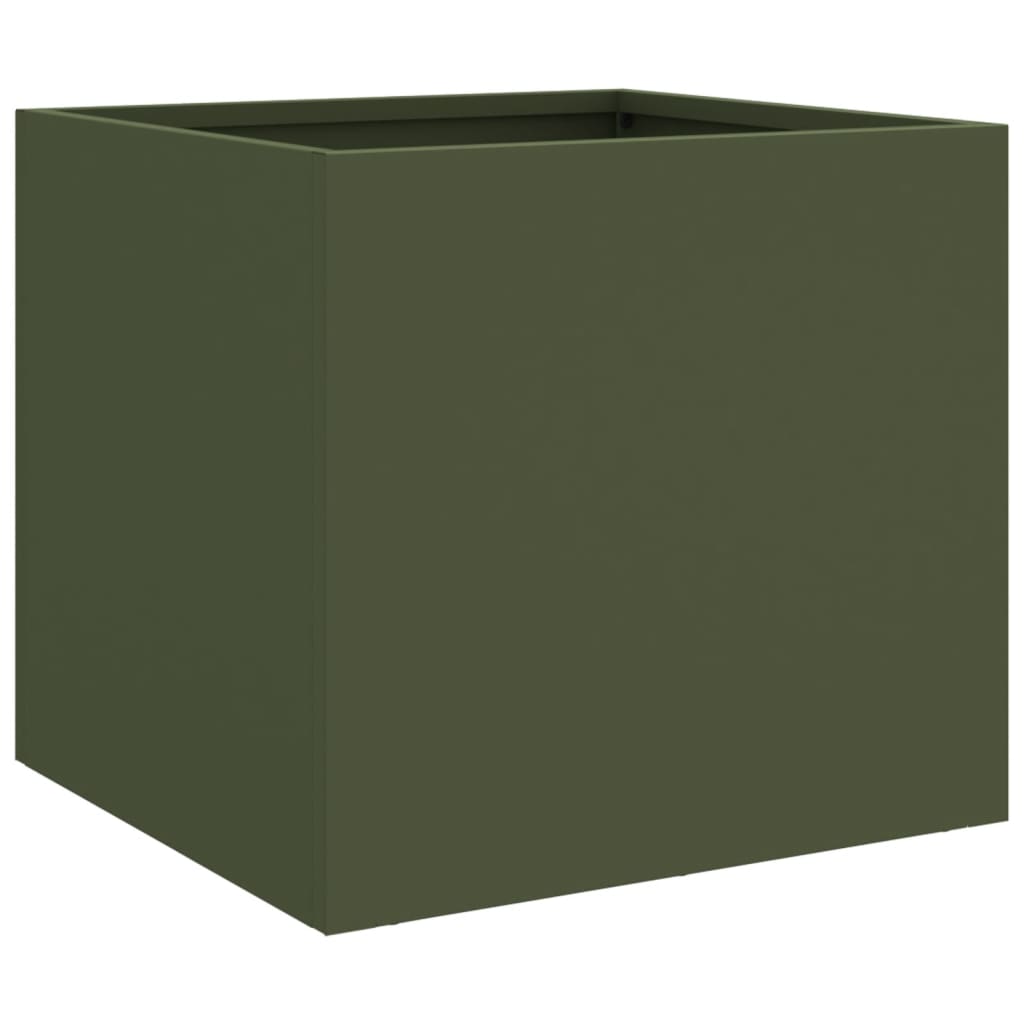 Fioriere da Giardino 2 pz Verde Oliva 32x30x29 cm in Acciaio