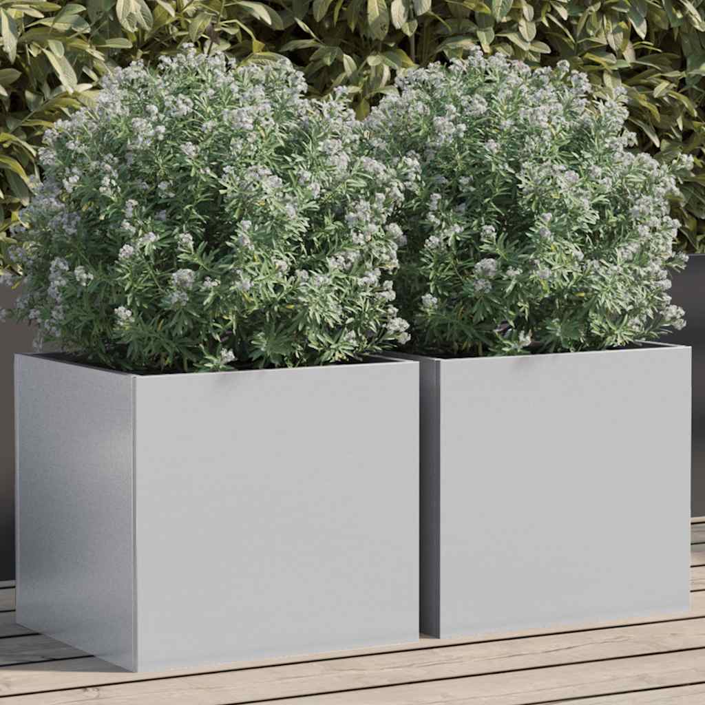 Fioriere 2pz Argento 32x30x29 cm in Acciaio Zincato