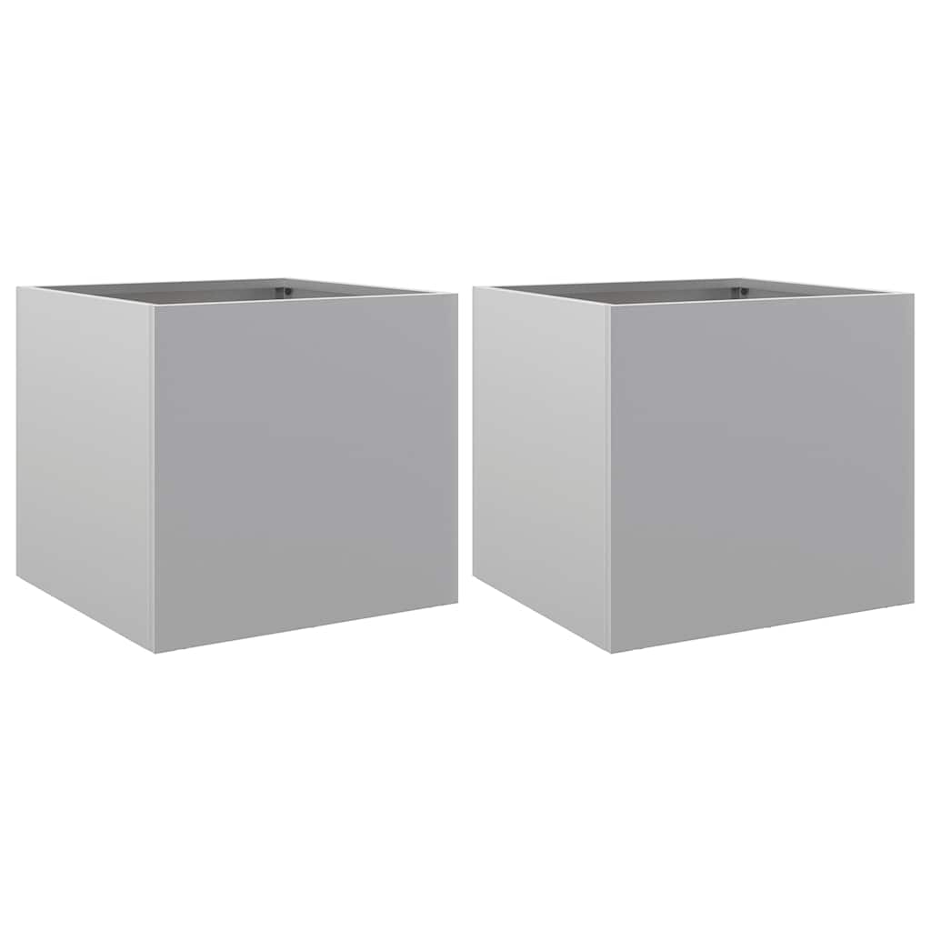 Fioriere 2pz Argento 32x30x29 cm in Acciaio Zincato