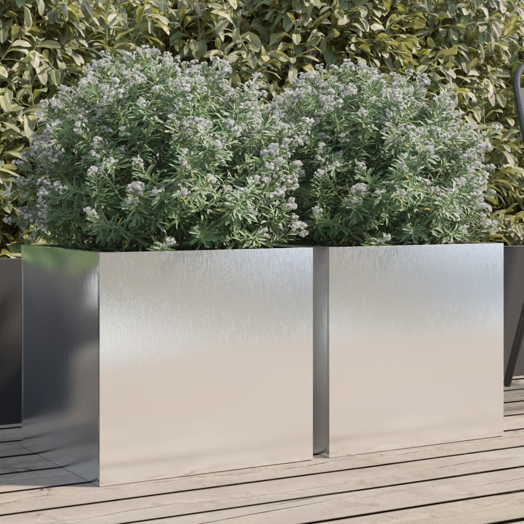 Fioriere 2 pz Argento 42x40x39 cm in Acciaio Inox