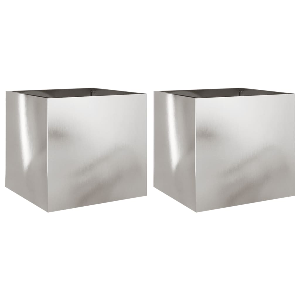 Fioriere 2 pz Argento 42x40x39 cm in Acciaio Inox
