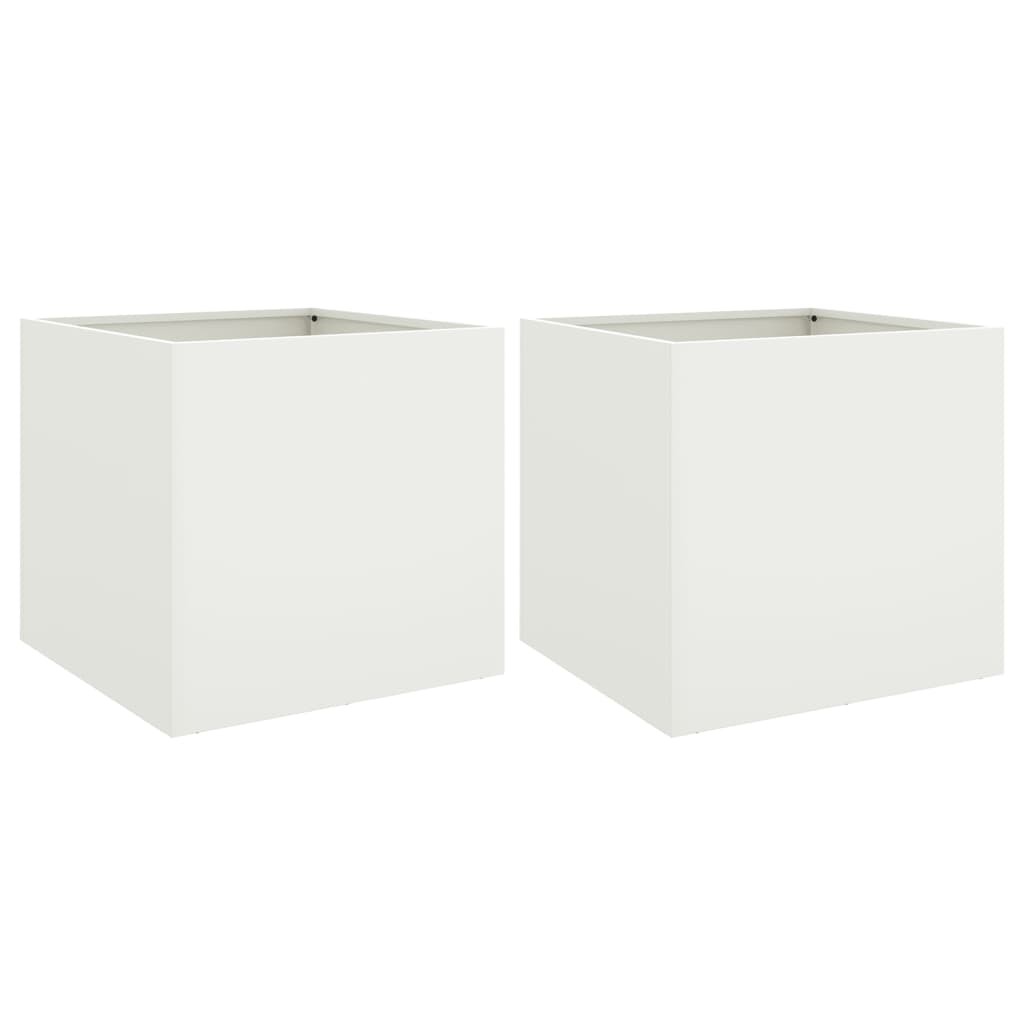 Fioriere 2 pz Bianche 49x47x46 cm in Acciaio