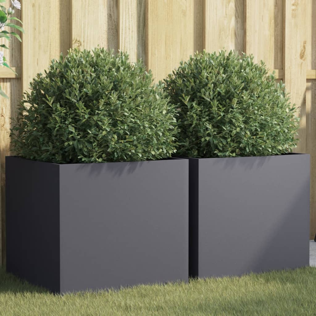 Fioriere 2 pz Antracite 49x47x46 cm Acciaio