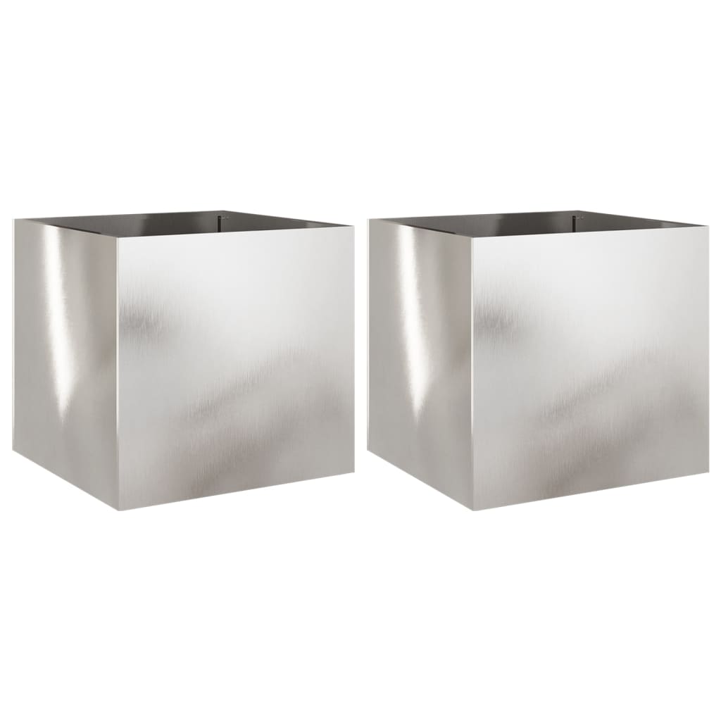 Fioriere 2 pz Argento 49x47x46 cm in Acciaio Inox