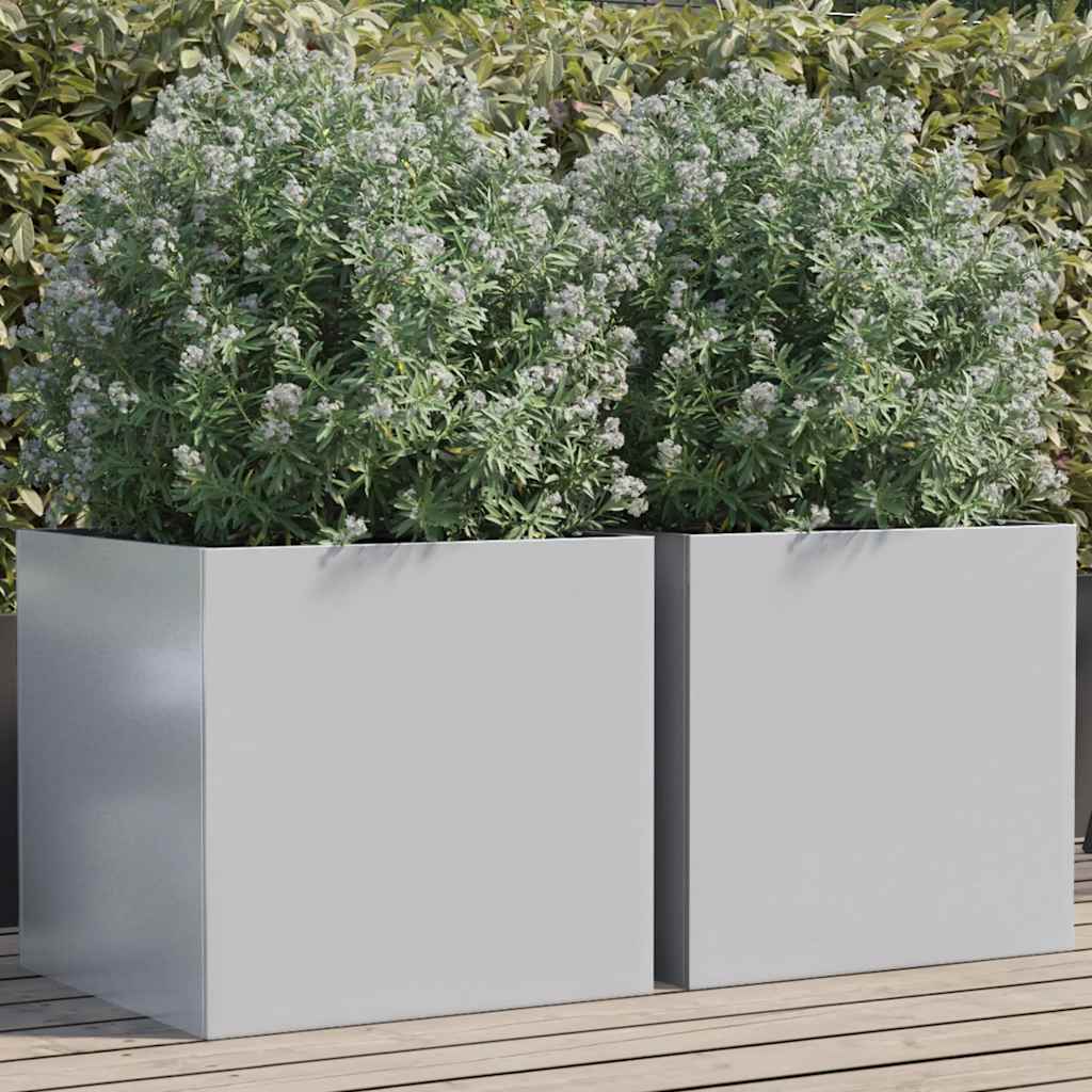 Fioriere 2pz Argento 49x47x46 cm in Acciaio Zincato