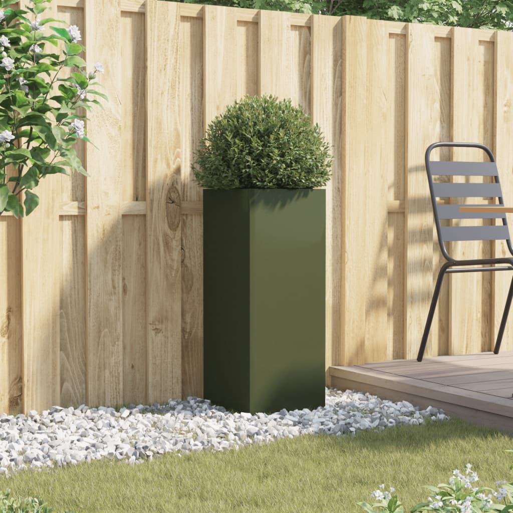 Fioriera Verde Oliva 32x29x75 cm in Acciaio