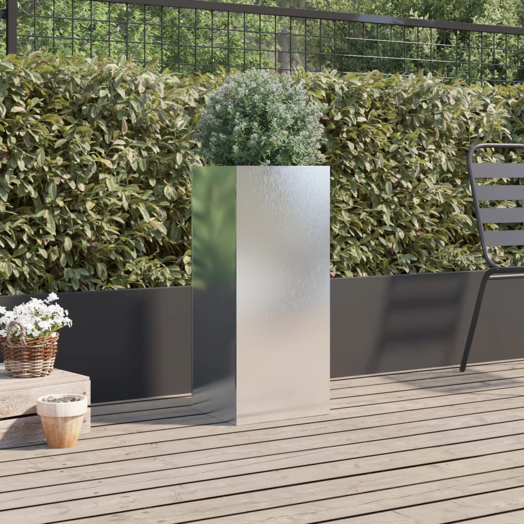 Fioriera Argento 32x29x75 cm in Acciaio Inox