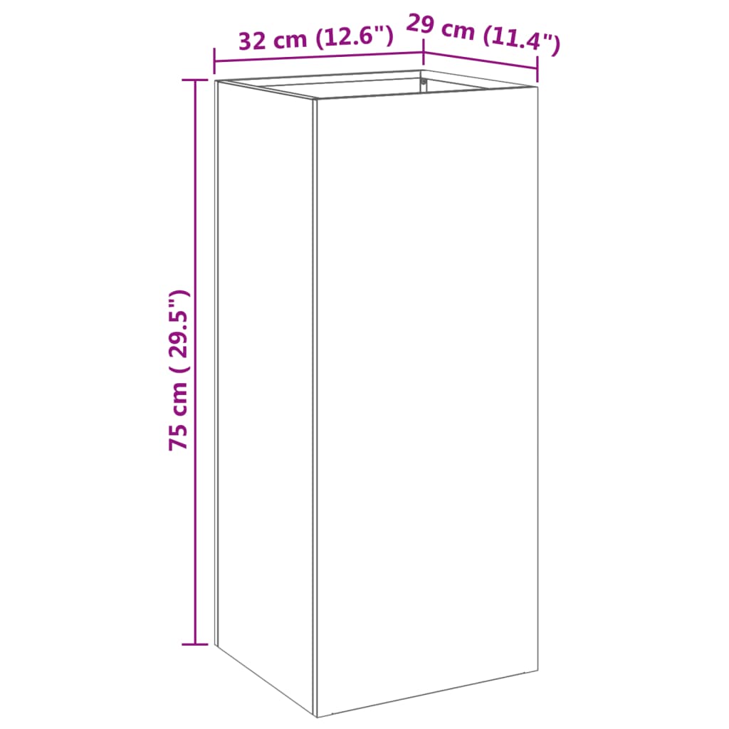 Fioriera Argento 32x29x75 cm in Acciaio Inox