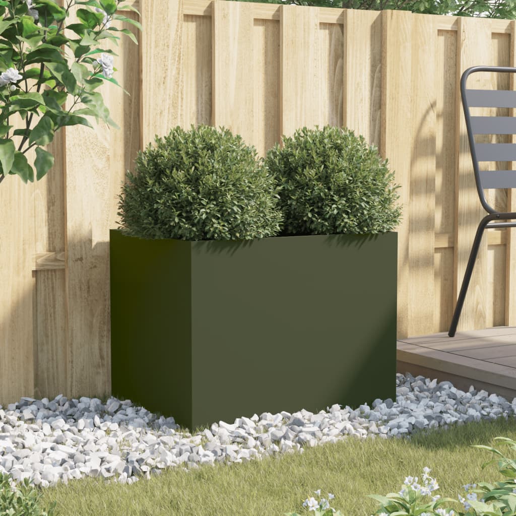 Fioriera Verde Oliva 62x47x46 cm in Acciaio