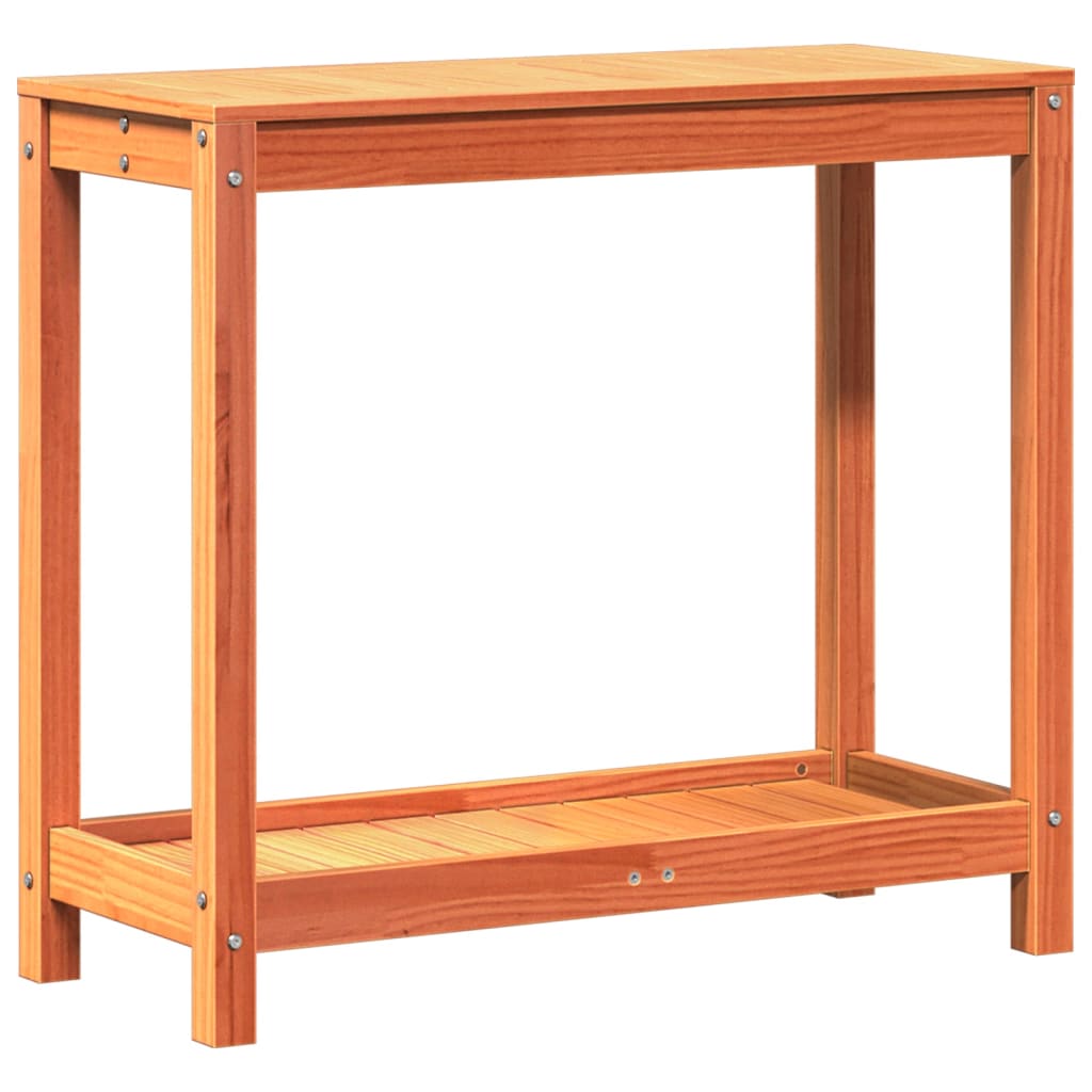 Tavolo Invasatura Ripiano Marrone Cera 82,5x35x75 Massello Pino