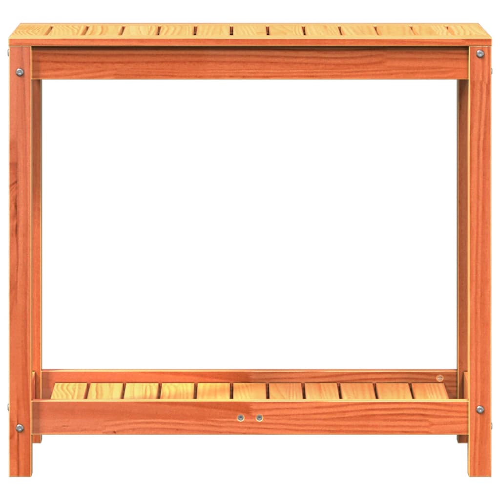 Tavolo Invasatura Ripiano Marrone Cera 82,5x35x75 Massello Pino