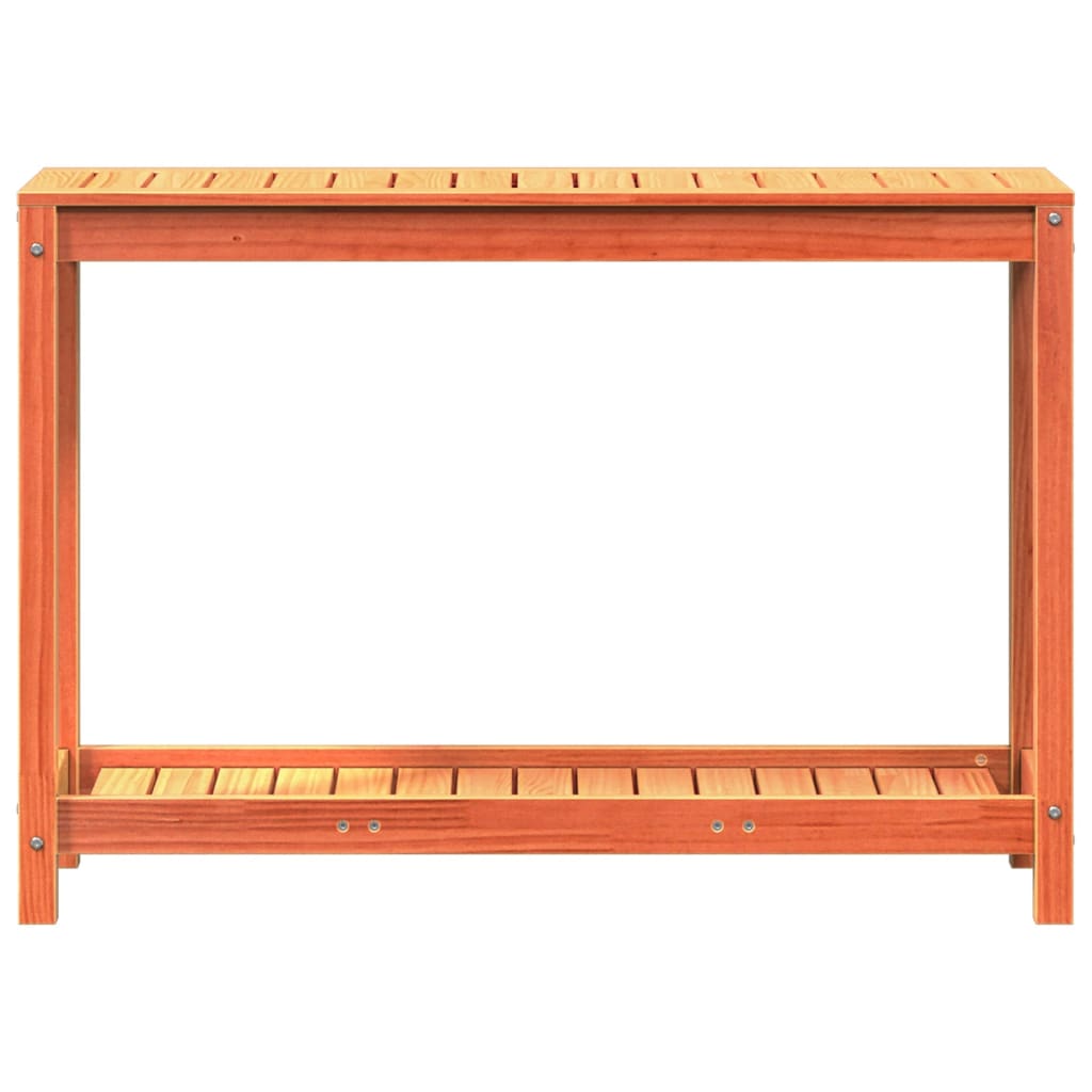 Tavolo Invasatura Ripiano Marrone Cera 108x35x75 Massello Pino