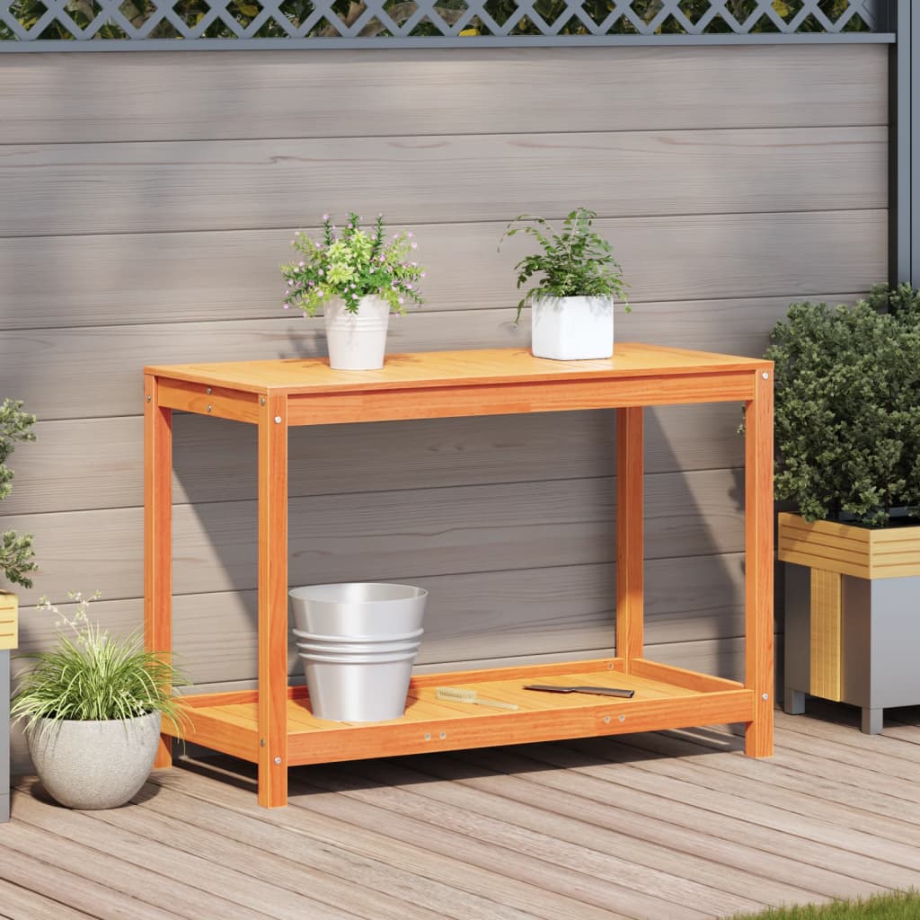 Tavolo Invasatura Ripiano Marrone Cera 108x50x75 Massello Pino