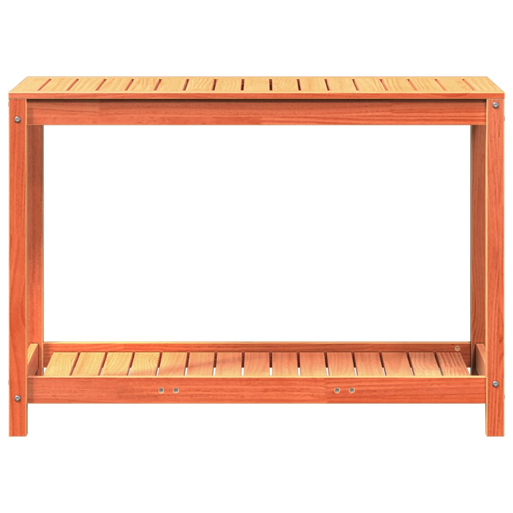 Tavolo Invasatura Ripiano Marrone Cera 108x50x75 Massello Pino