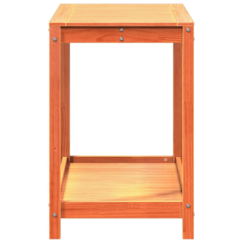 Tavolo Invasatura Ripiano Marrone Cera 108x50x75 Massello Pino