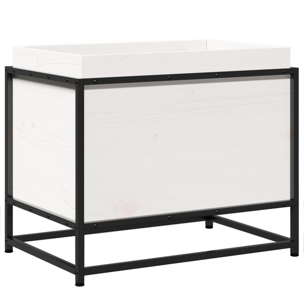 Fioriera da Giardino Bianca 60x40x50 cm Legno Massello di Pino
