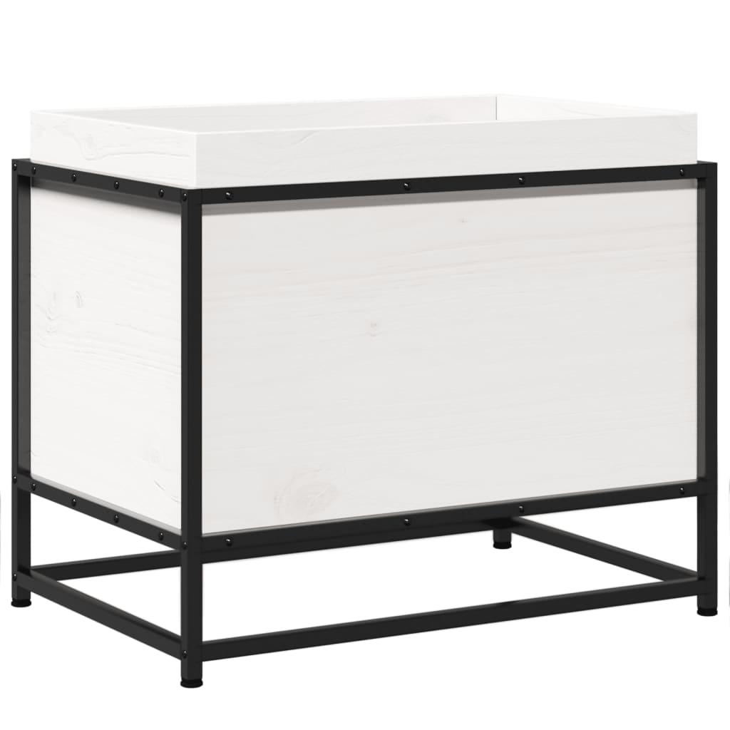 Fioriera da Giardino Bianca 60x40x50 cm Legno Massello di Pino