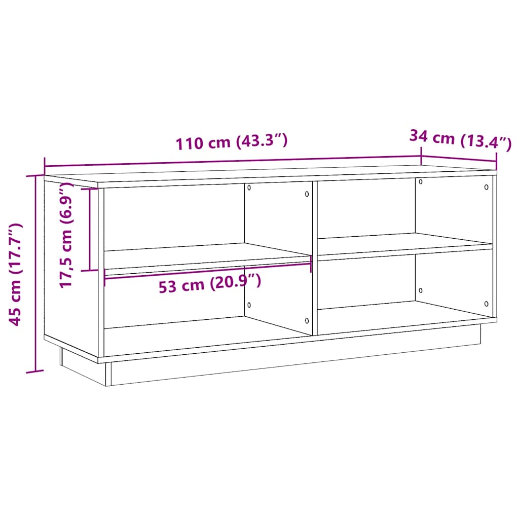 Scarpiera Marrone Cera 110x34x45 cm in Legno Massello di Pino