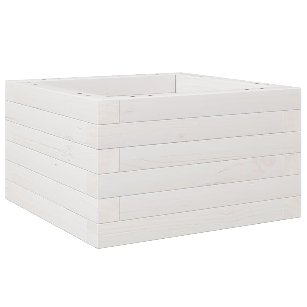 Fioriera da Giardino Bianca 40x40x23 cm Legno Massello di Pino