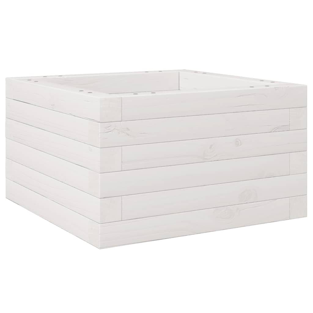 Fioriera da Giardino Bianca 40x40x23 cm Legno Massello di Pino