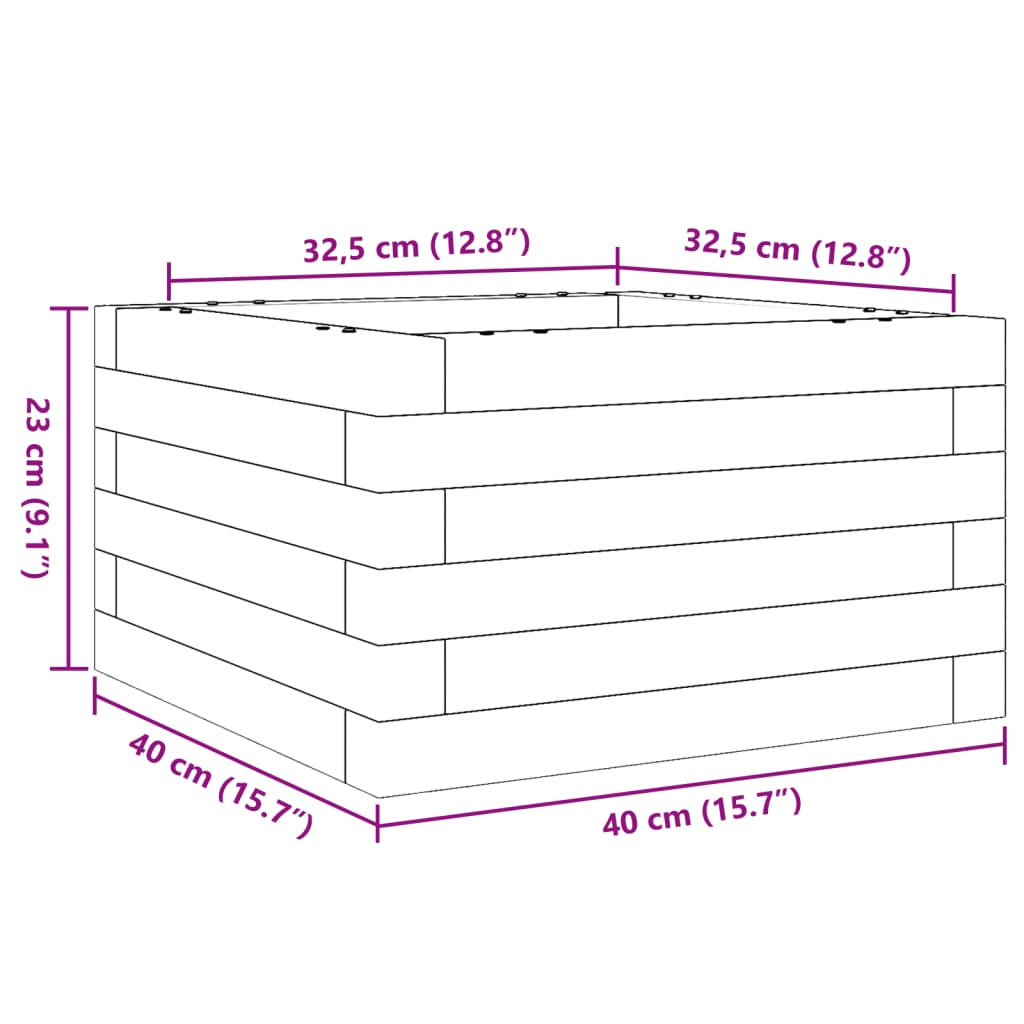 Fioriera Giardino Marrone Cera 40x40x23 cm Legno Massello Pino