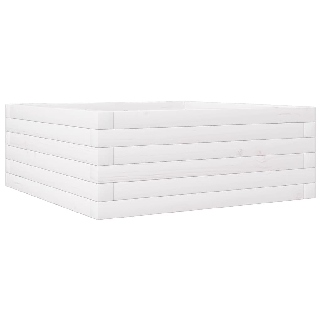 Fioriera da Giardino Bianca 60x60x23 cm Legno Massello di Pino