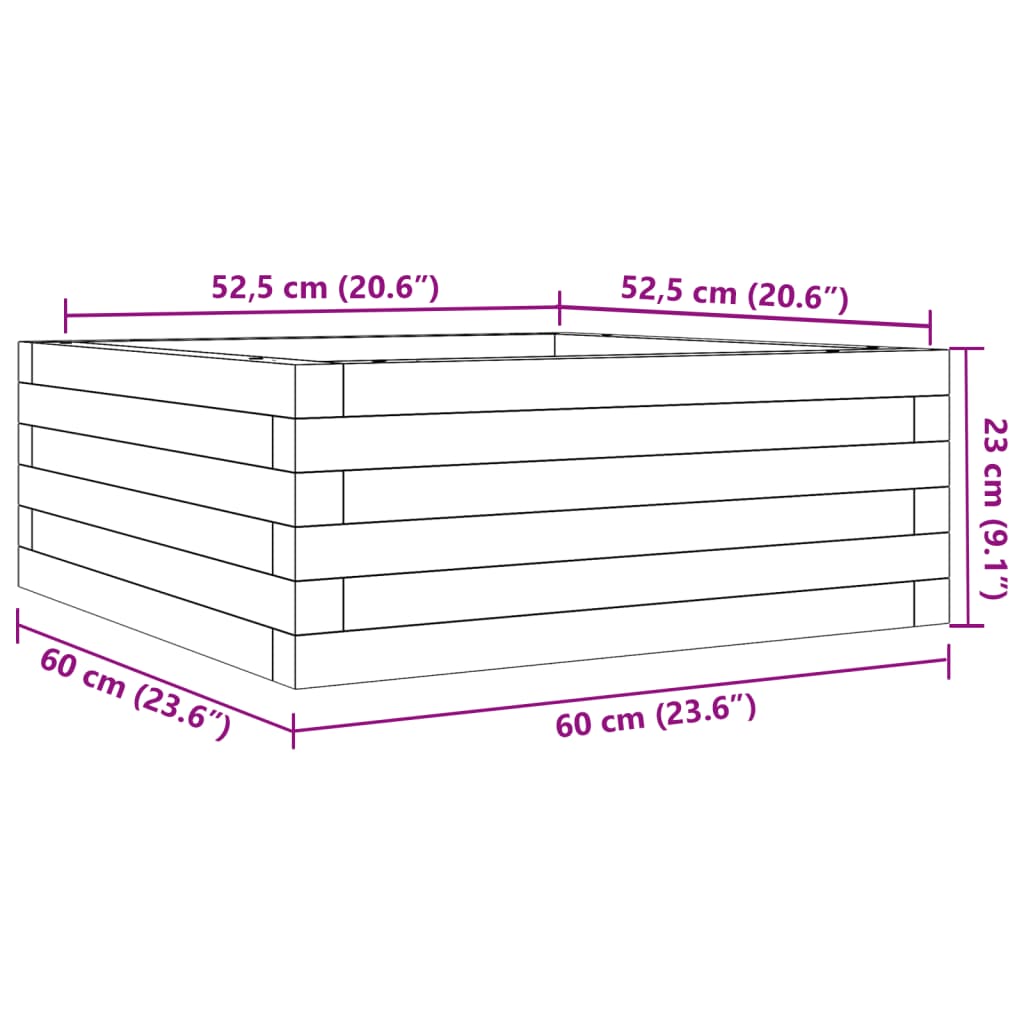 Fioriera da Giardino 60x60x23 cm in Legno Massello di Douglas