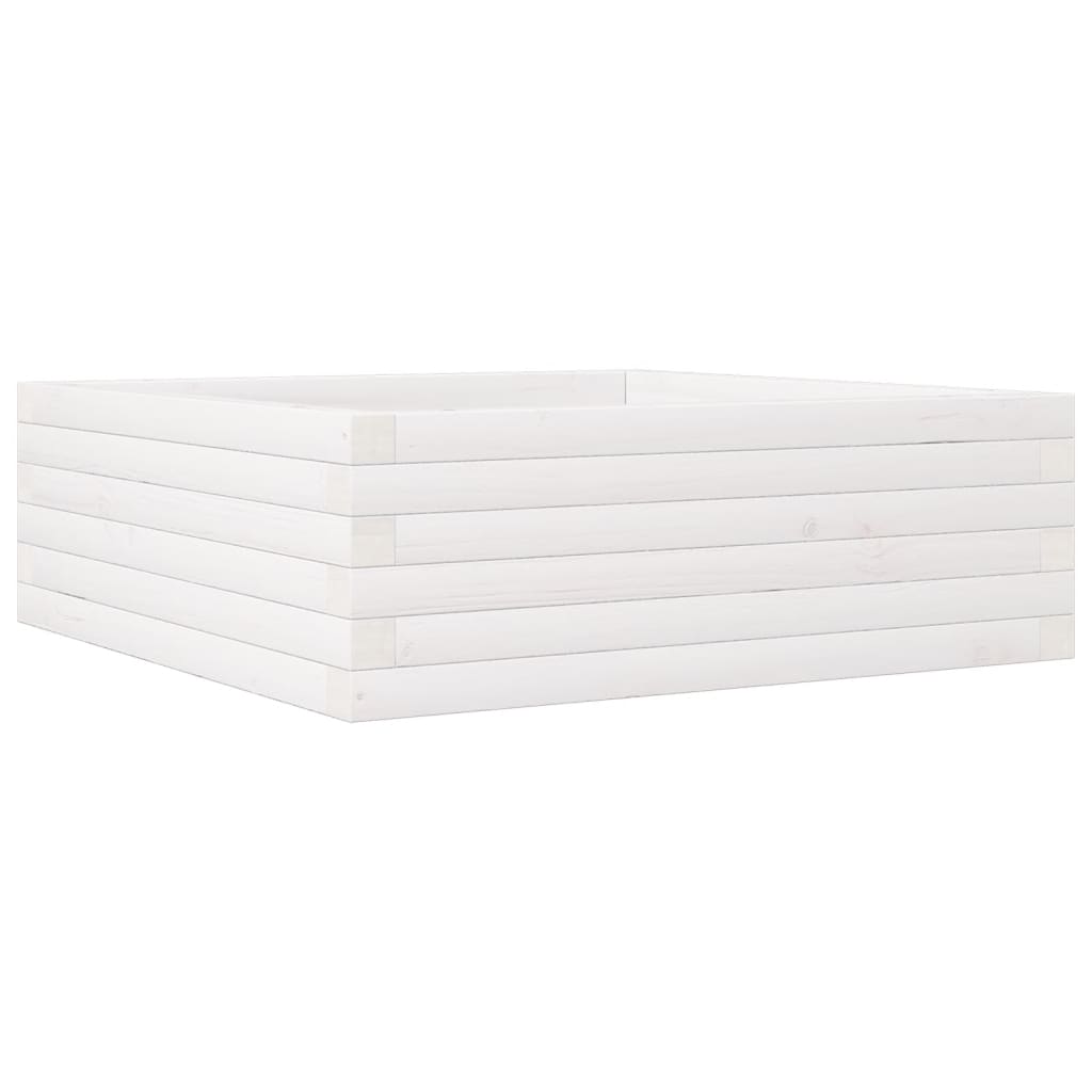 Fioriera da Giardino Bianca 70x70x23 cm Legno Massello di Pino