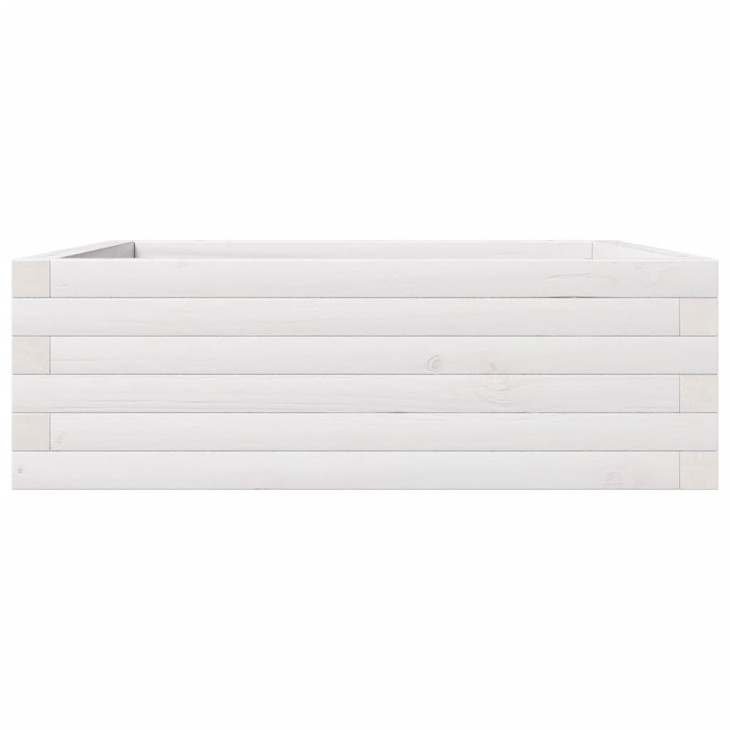 Fioriera da Giardino Bianca 70x70x23 cm Legno Massello di Pino