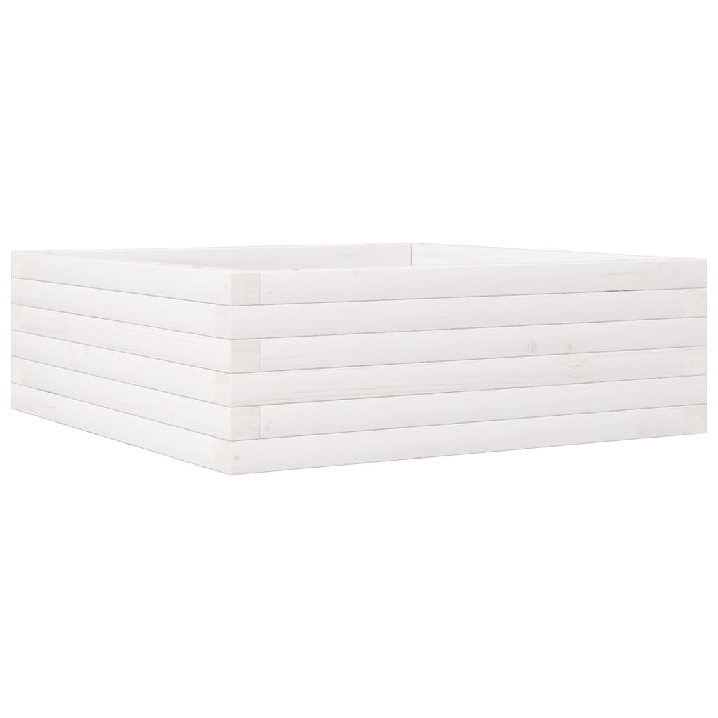 Fioriera da Giardino Bianca 70x70x23 cm Legno Massello di Pino