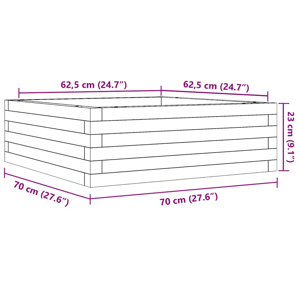 Fioriera da Giardino 70x70x23 cm in Legno di Pino Impregnato