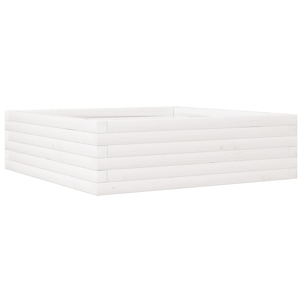 Fioriera da Giardino Bianca 80x80x23 cm Legno Massello di Pino