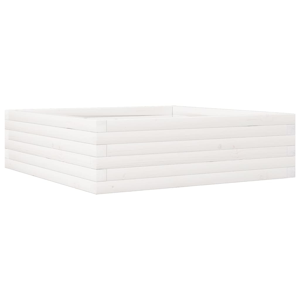 Fioriera da Giardino Bianca 80x80x23 cm Legno Massello di Pino