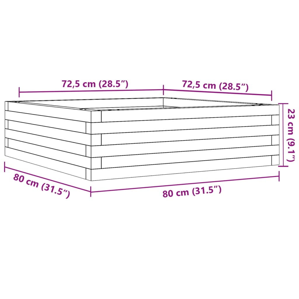 Fioriera da Giardino Bianca 80x80x23 cm Legno Massello di Pino