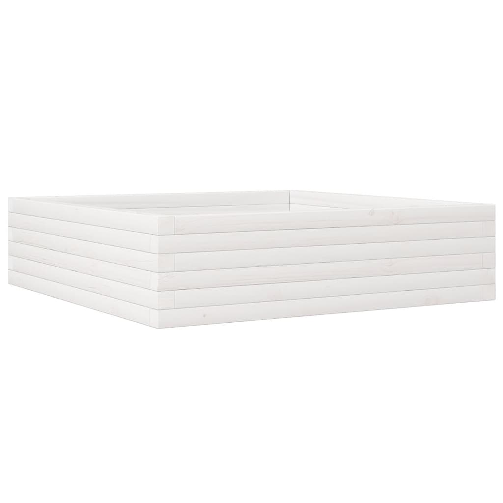 Fioriera da Giardino Bianca 90x90x23 cm Legno Massello di Pino