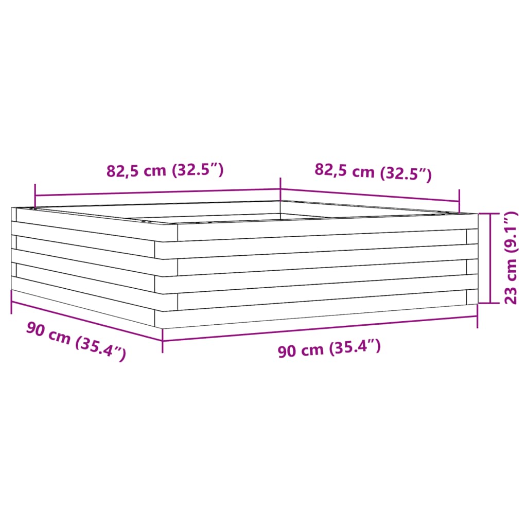 Fioriera da Giardino 90x90x23 cm in Legno di Pino Impregnato