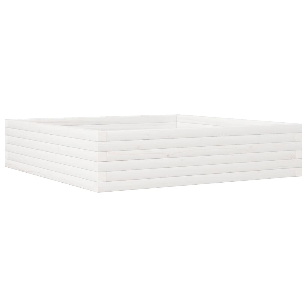 Fioriera da Giardino Bianca 100x100x23 cm Legno Massello Pino