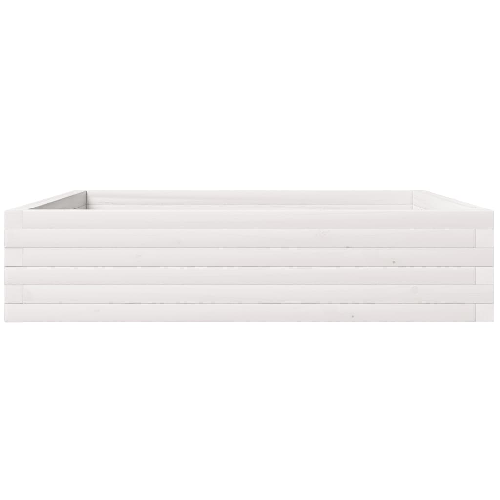 Fioriera da Giardino Bianca 100x100x23 cm Legno Massello Pino