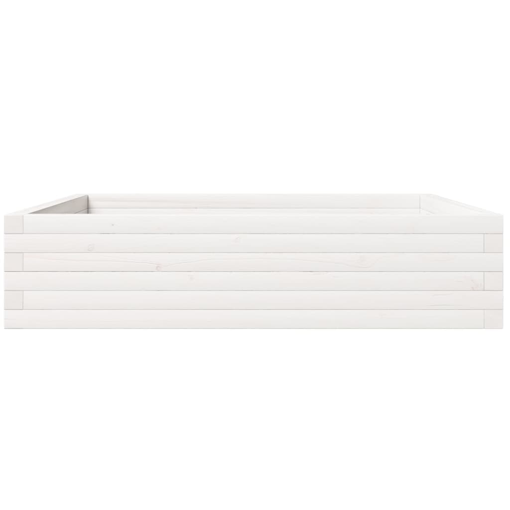 Fioriera da Giardino Bianca 100x100x23 cm Legno Massello Pino
