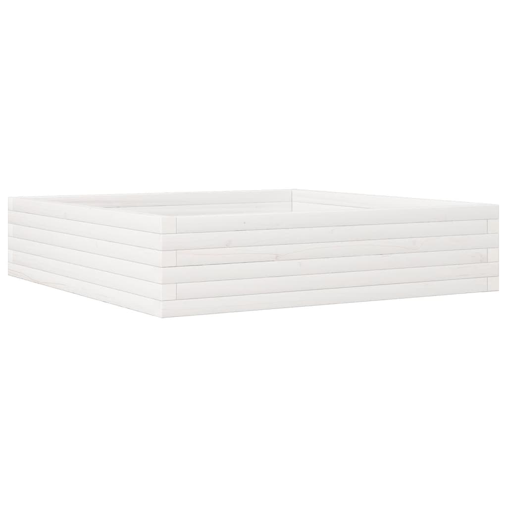 Fioriera da Giardino Bianca 100x100x23 cm Legno Massello Pino