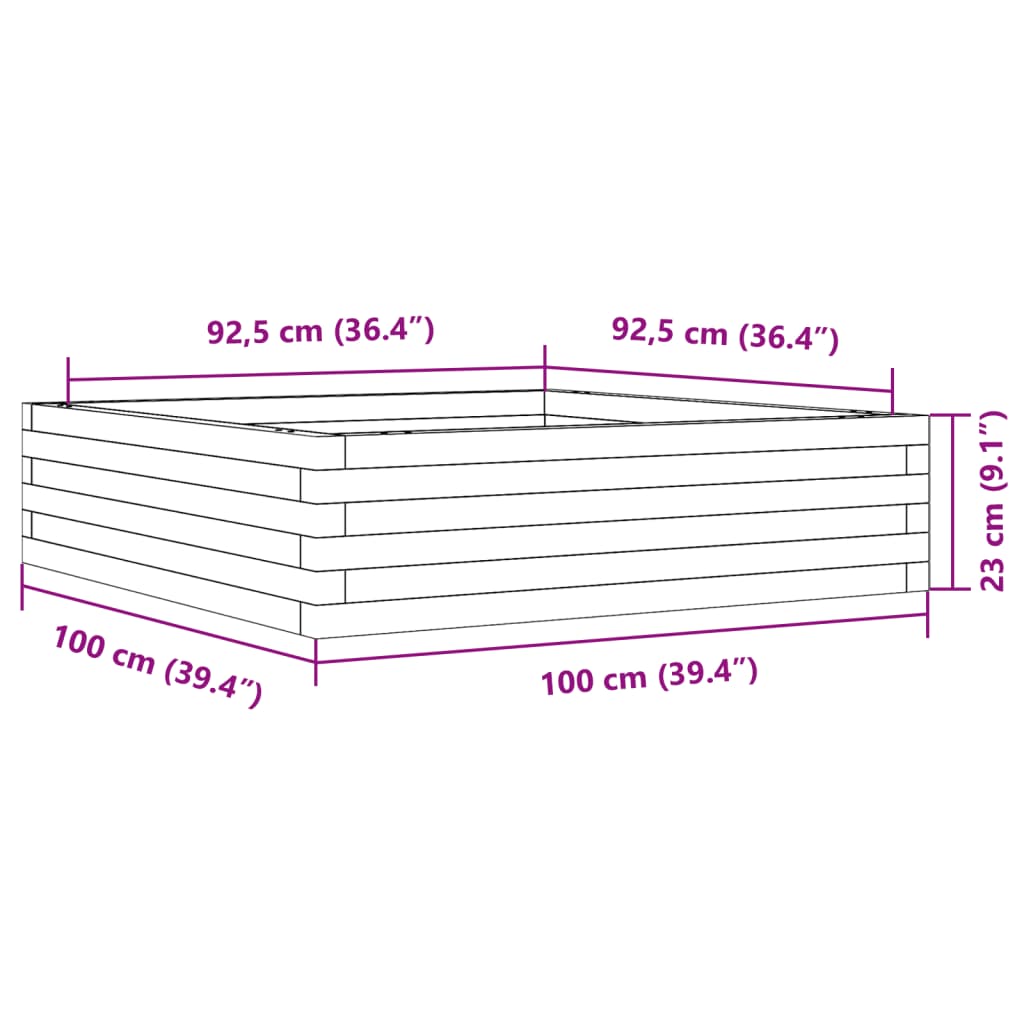 Fioriera da Giardino 100x100x23 cm Legno Massello di Douglas
