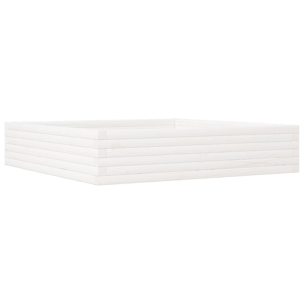 Fioriera da Giardino Bianca 110x110x23cm Legno Massello di Pino