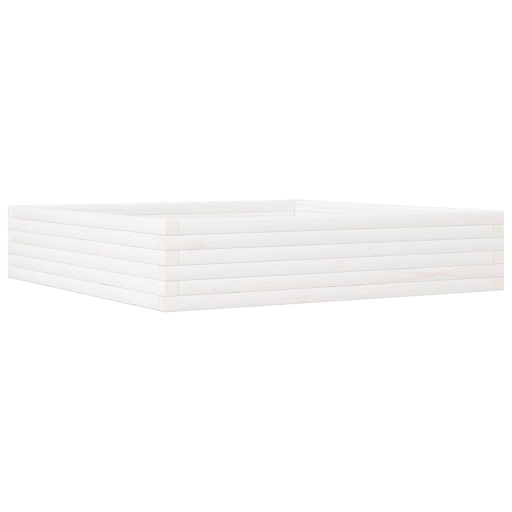 Fioriera da Giardino Bianca 110x110x23cm Legno Massello di Pino