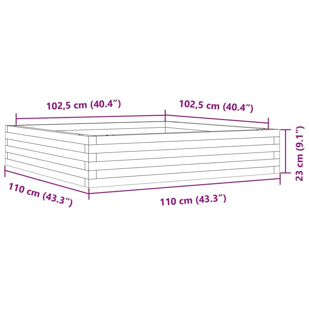 Fioriera da Giardino 110x110x23 cm Legno Massello di Douglas
