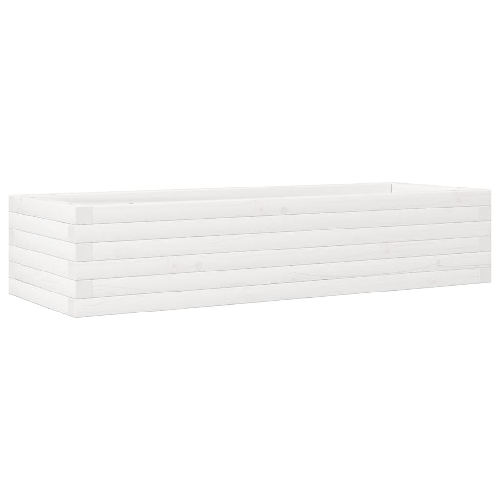 Fioriera da Giardino Bianca 110x40x23 cm Legno Massello di Pino
