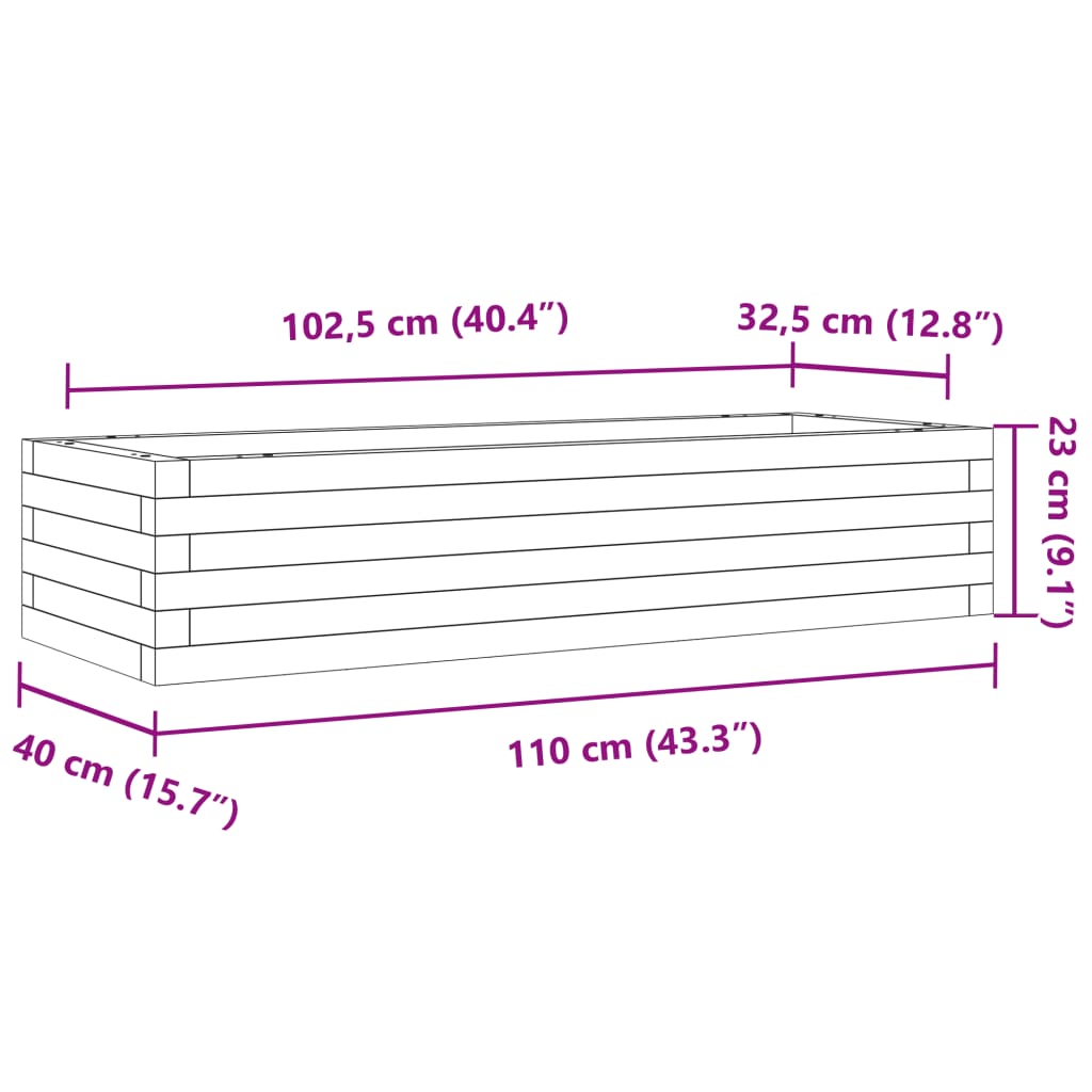 Fioriera da Giardino 110x40x23 cm in Legno di Pino Impregnato